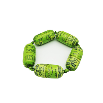 Stampa del logo personalizzato Produttori originali di salsicce Materiali di imballaggio Colore verde Salsiccia Casing di plastica